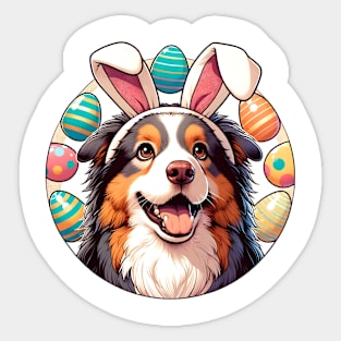 Miniature American Shepherd's Easter Joy with Bunny Ears Sticker